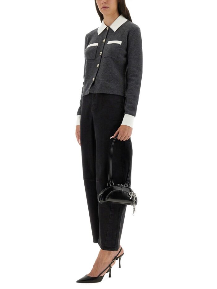SELF-PORTRAIT CARDIGAN WITH CONTRASTING COLLAR
