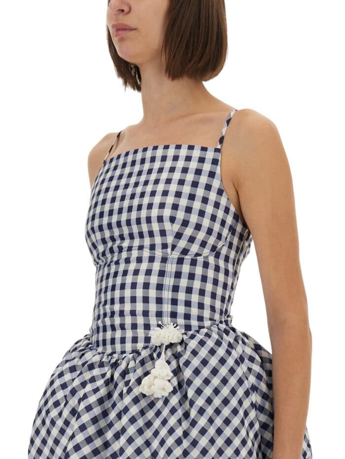 SELF-PORTRAIT CHECKERED TAFFETA MINI DRESS