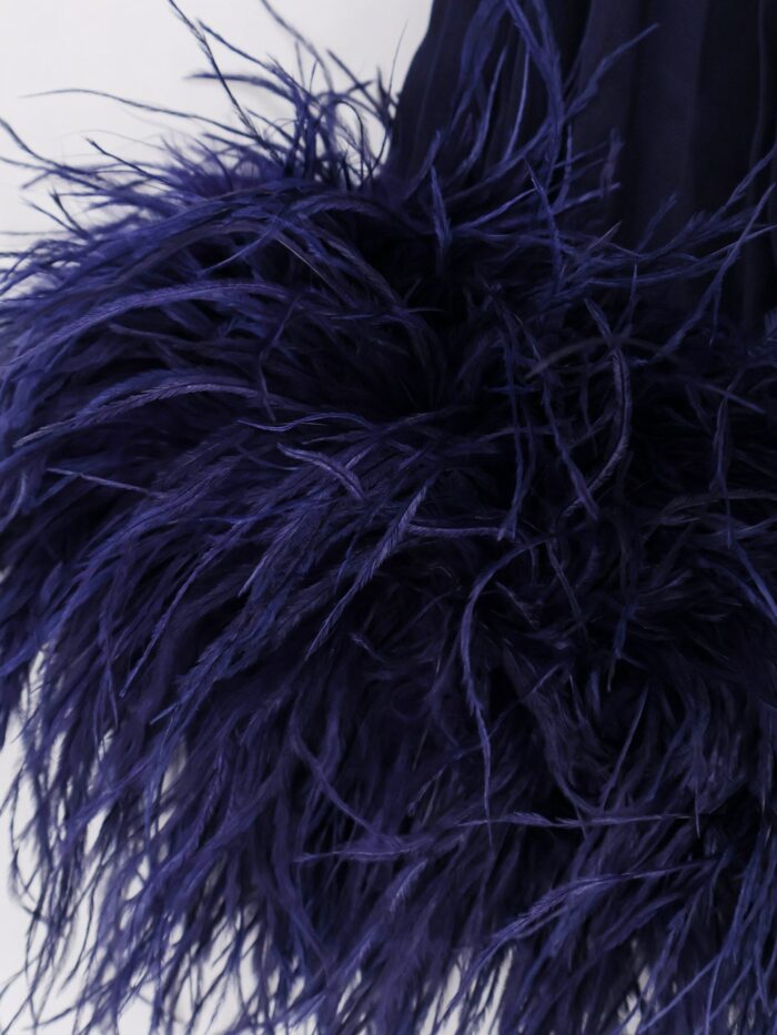 SELF PORTRAIT Chiffon Long Dress With Ostrich Feathers