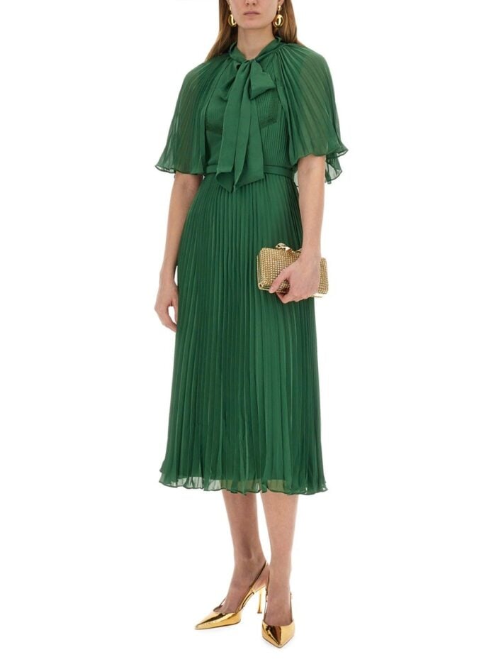 SELF-PORTRAIT CHIFFON MIDI DRESS WITH CAPE