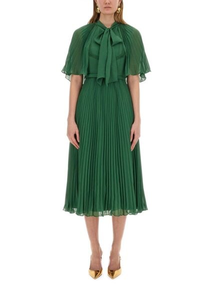 SELF-PORTRAIT CHIFFON MIDI DRESS WITH CAPE