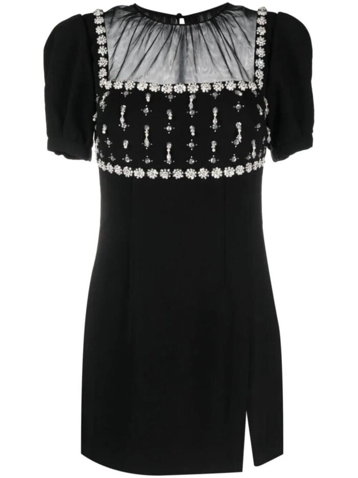 SELF PORTRAIT Crepe Embellished Mini Dress