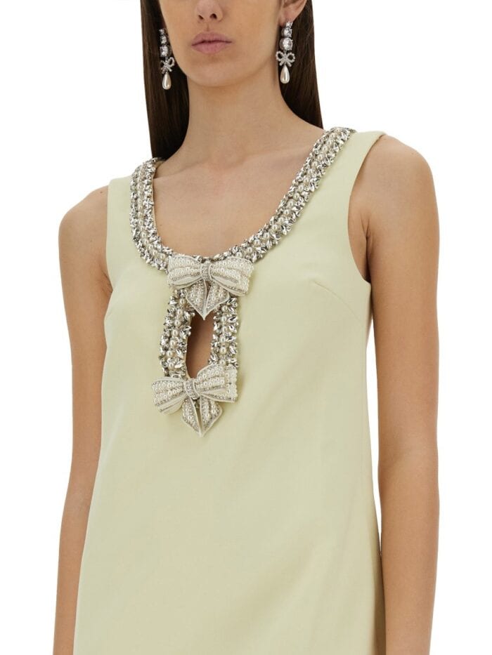 SELF-PORTRAIT CREPE MINI DRESS WITH BOWS