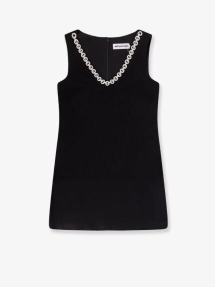 SELF PORTRAIT Crepe Mini Dress With Jewel Trim