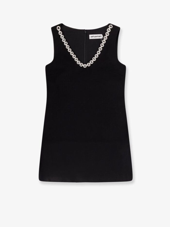 SELF PORTRAIT Crepe Mini Dress With Jewel Trim