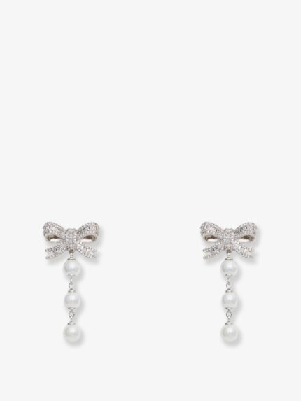 SELF PORTRAIT Crystal Bow Pearl Droplet Earrings
