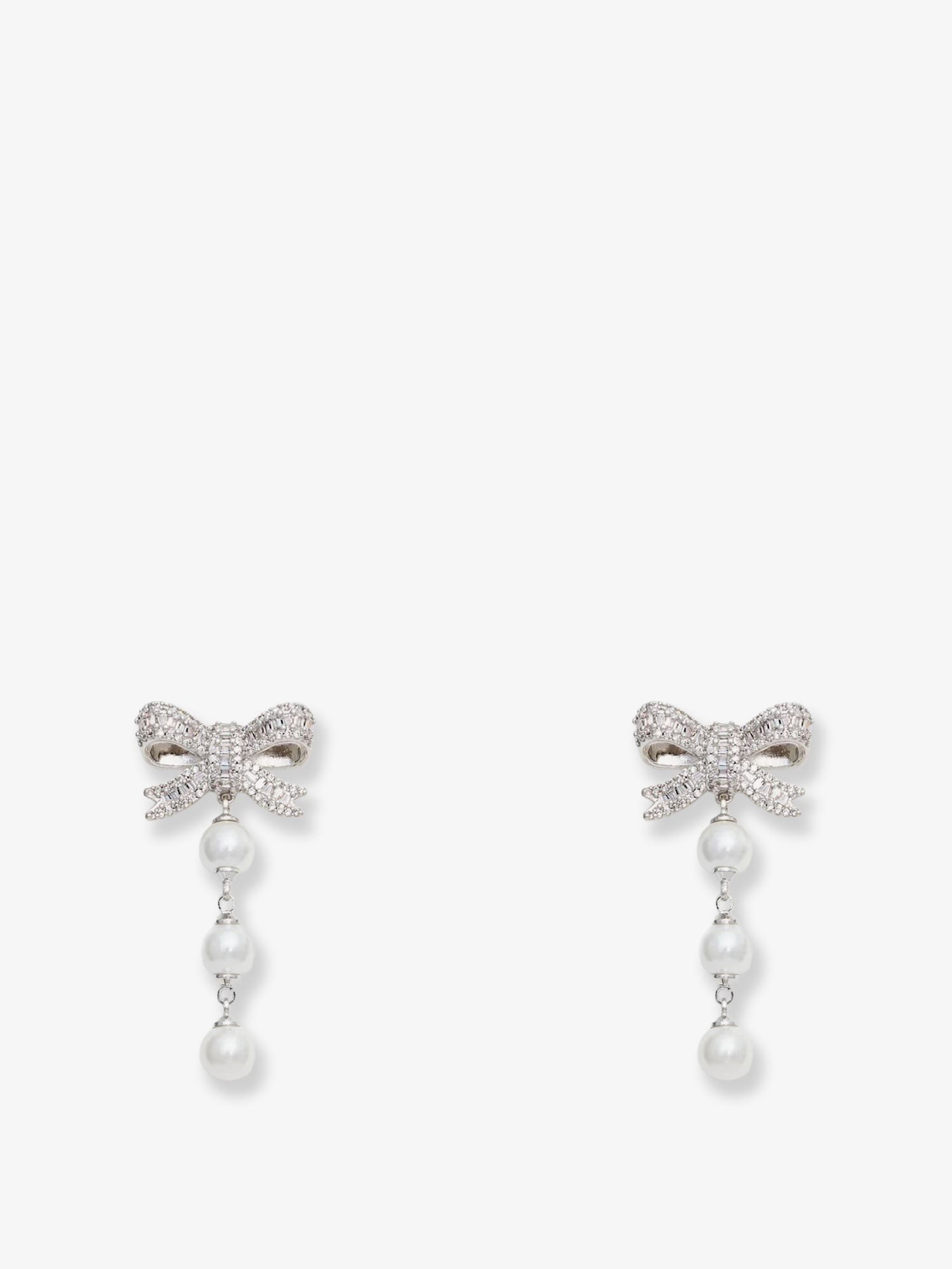 SELF PORTRAIT Crystal Bow Pearl Droplet Earrings