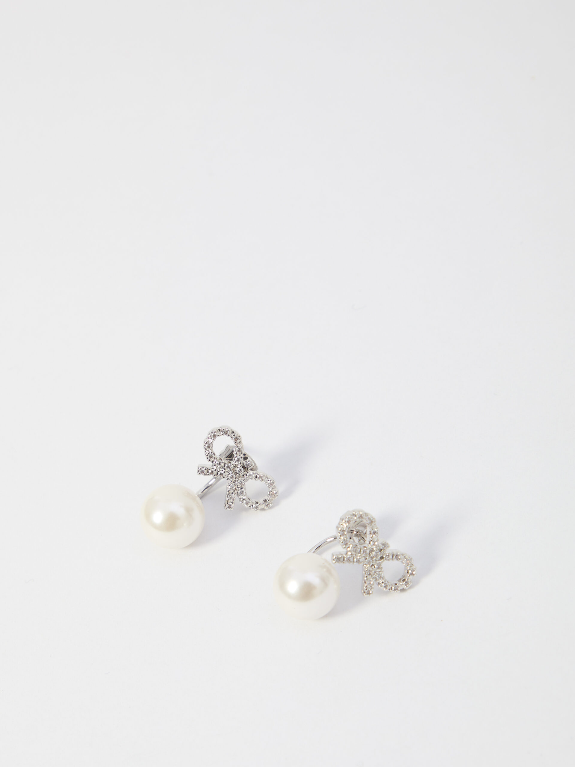 Self Portrait Crystal bow pearl earrings