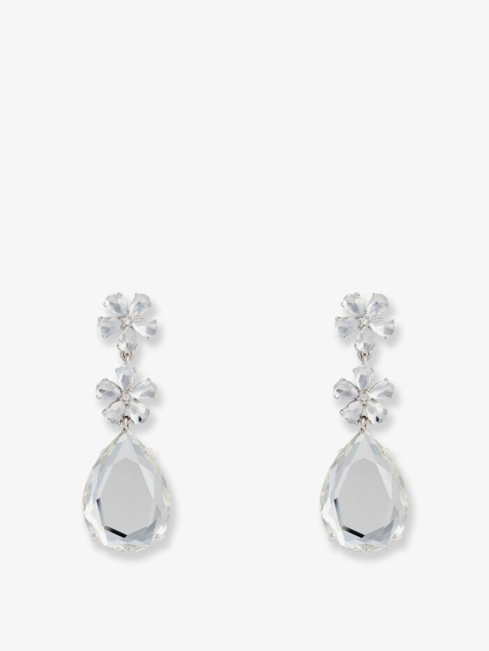 self portrait crystal flower tiered earrings SELF PORTRAIT Crystal Flower Tiered Earrings