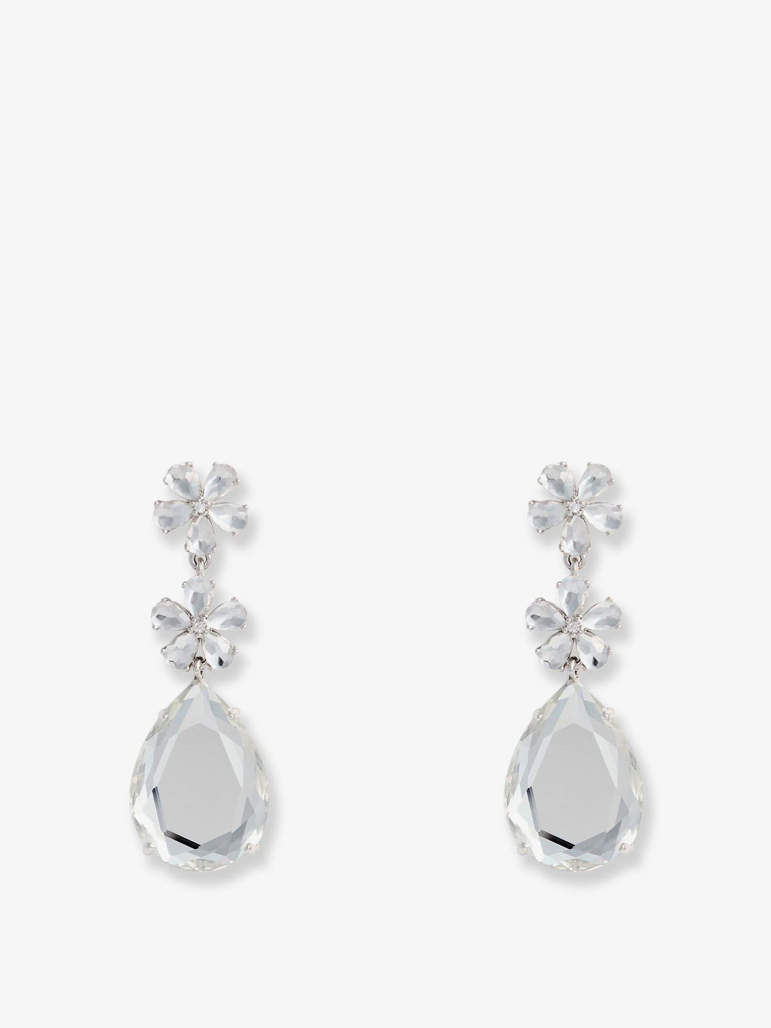 SELF PORTRAIT Crystal Flower Tiered Earrings