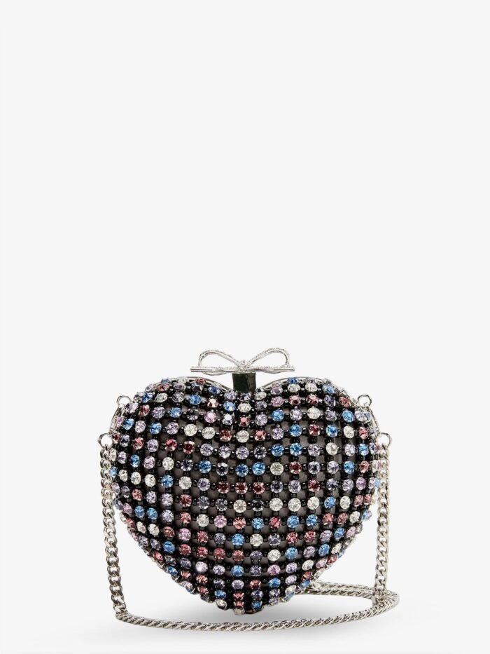 SELF PORTRAIT Crystal Heart Clutch Bag
