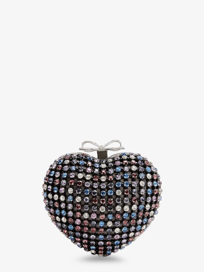 SELF PORTRAIT Crystal Heart Clutch Bag