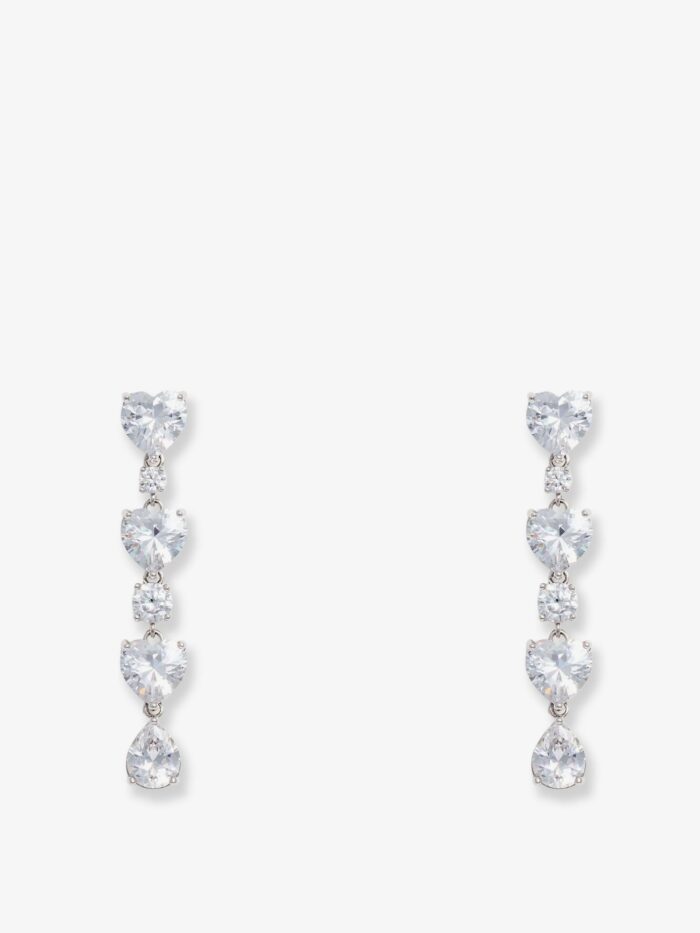 self portrait crystal heart tiered earrings SELF PORTRAIT Crystal Heart Tiered Earrings