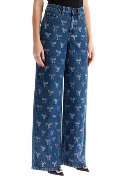 SELF PORTRAIT Decorated Straight Leg Jeans