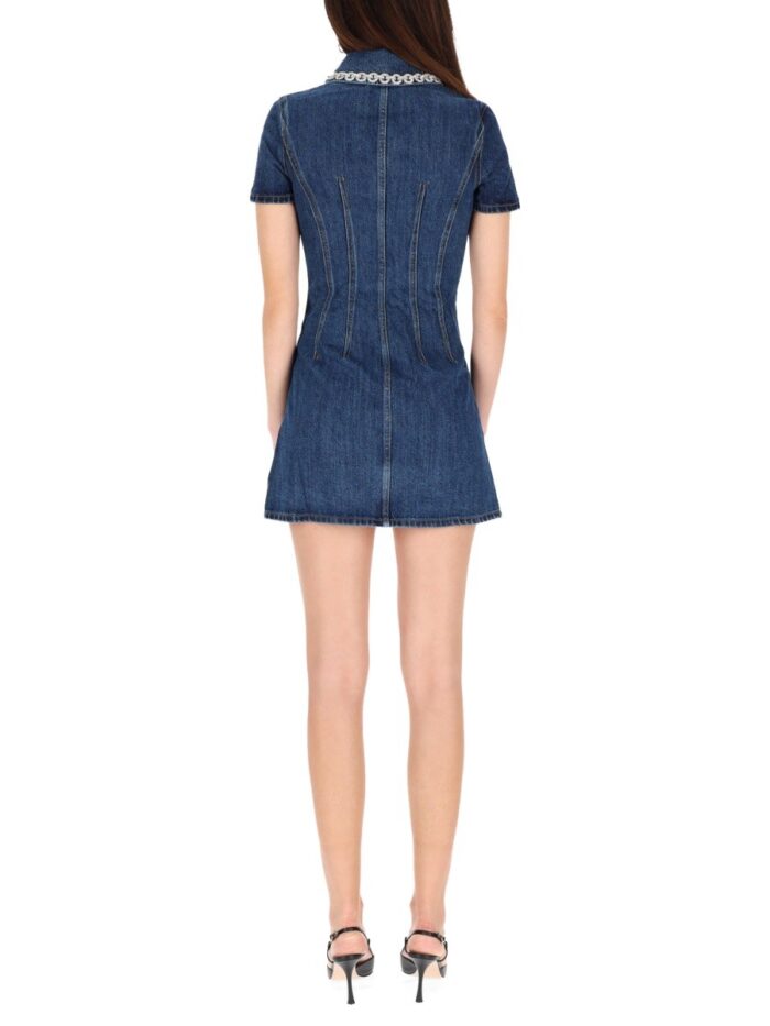 SELF-PORTRAIT "DENIM CRYSTAL" MINI DRESS