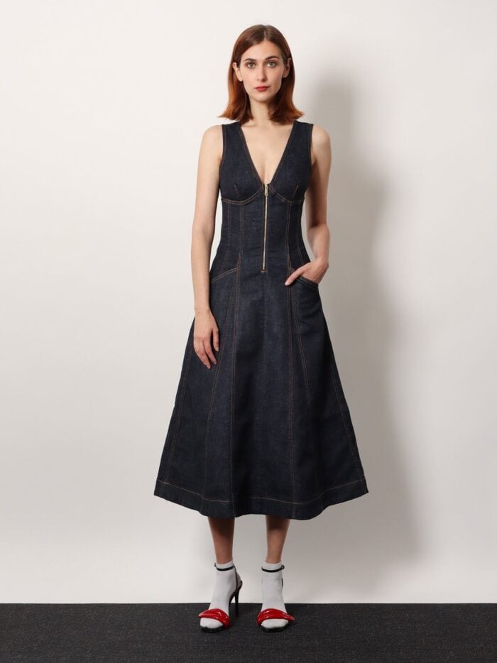 SELF PORTRAIT Denim Midi Dress