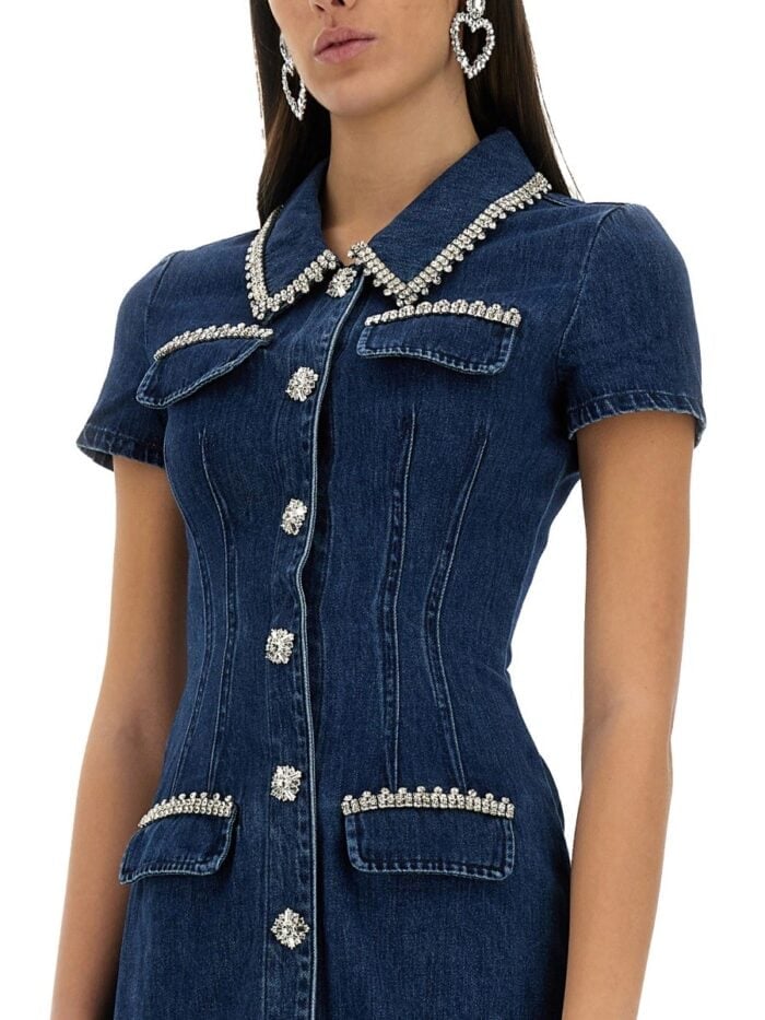 SELF-PORTRAIT DENIM MINI DRESS