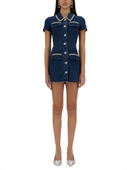 SELF-PORTRAIT DENIM MINI DRESS