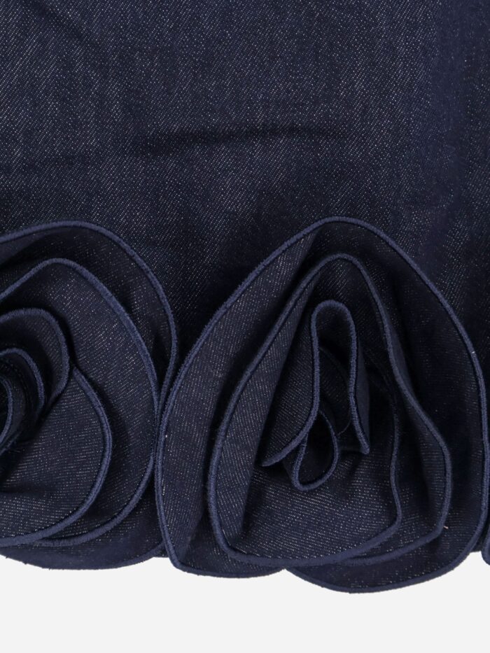 SELF PORTRAIT Denim Mini Dress With 3D Flowers