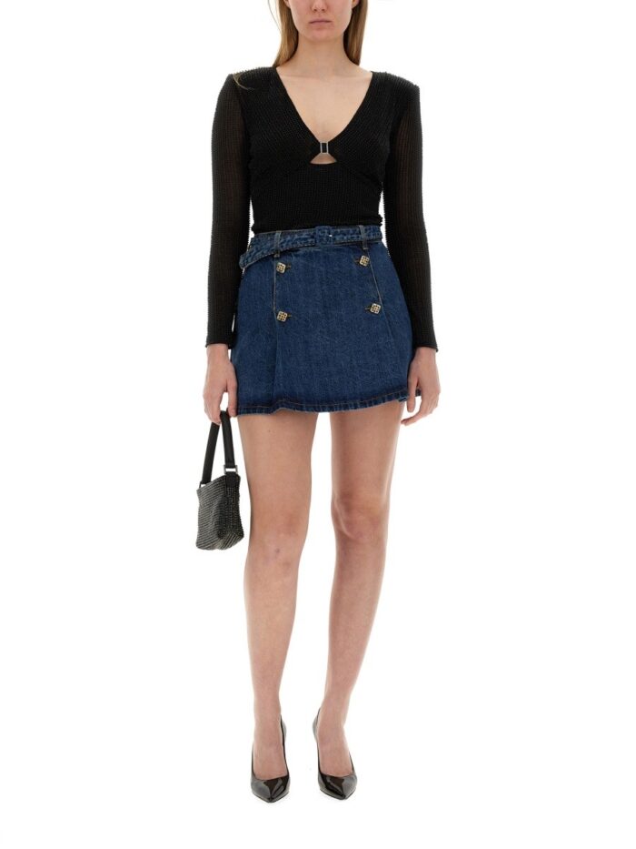 SELF-PORTRAIT DENIM MINISKIRT