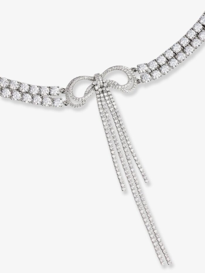 SELF PORTRAIT Double Crystal Bow Choker