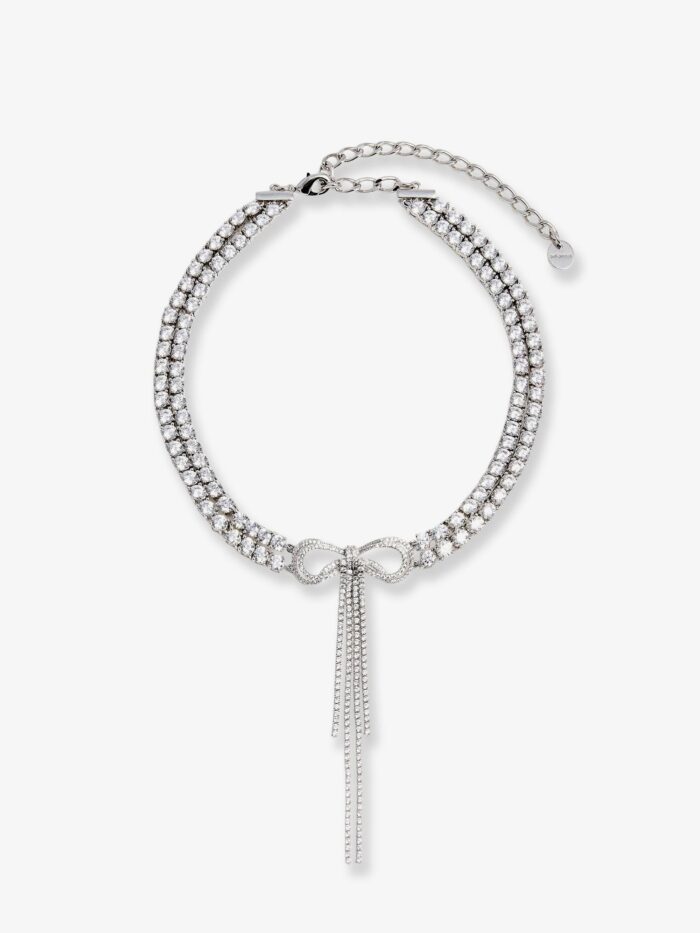SELF PORTRAIT Double Crystal Bow Choker
