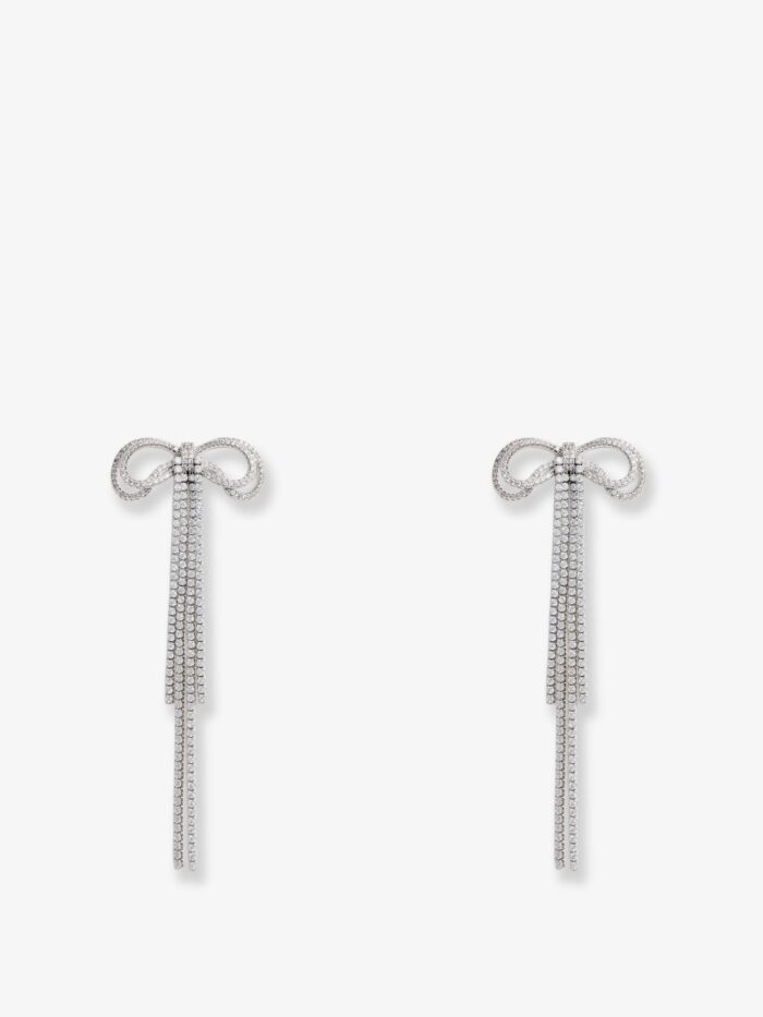 self portrait double crystal bow earrings SELF PORTRAIT Double Crystal Bow Earrings