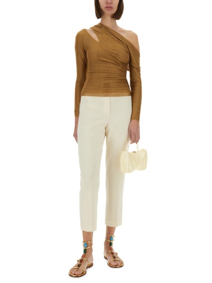 SELF-PORTRAIT DRAPED TOP WITH RHINESTONES