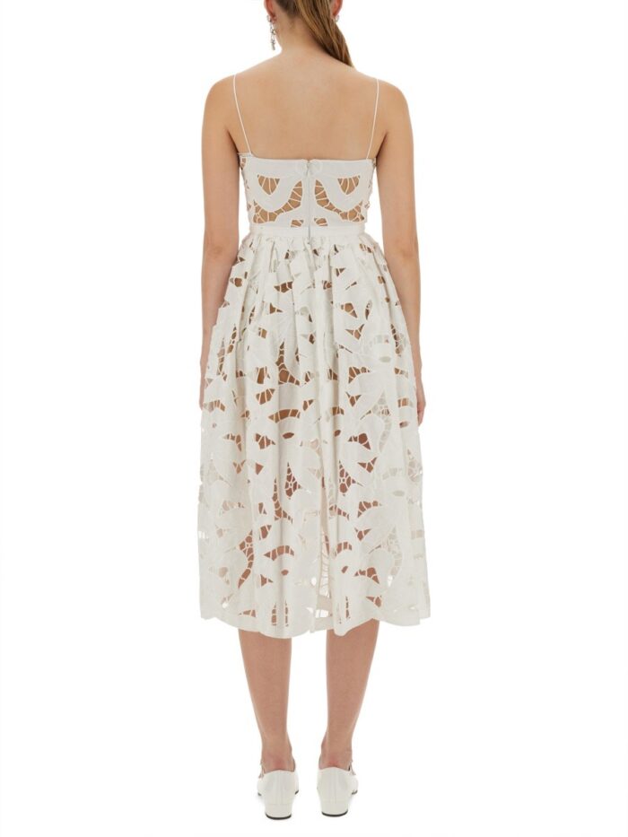 SELF-PORTRAIT EMBROIDERED MIDI DRESS WITH BOW