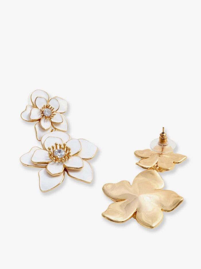 SELF PORTRAIT Enamelled Brass Earrings With Crystals