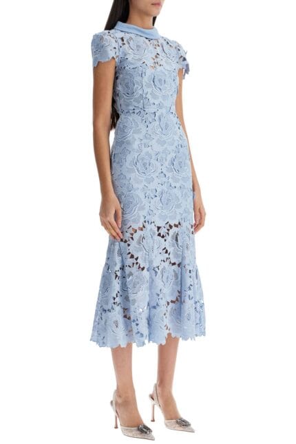 SELF PORTRAIT Floral Lace Midi Dress With Eight