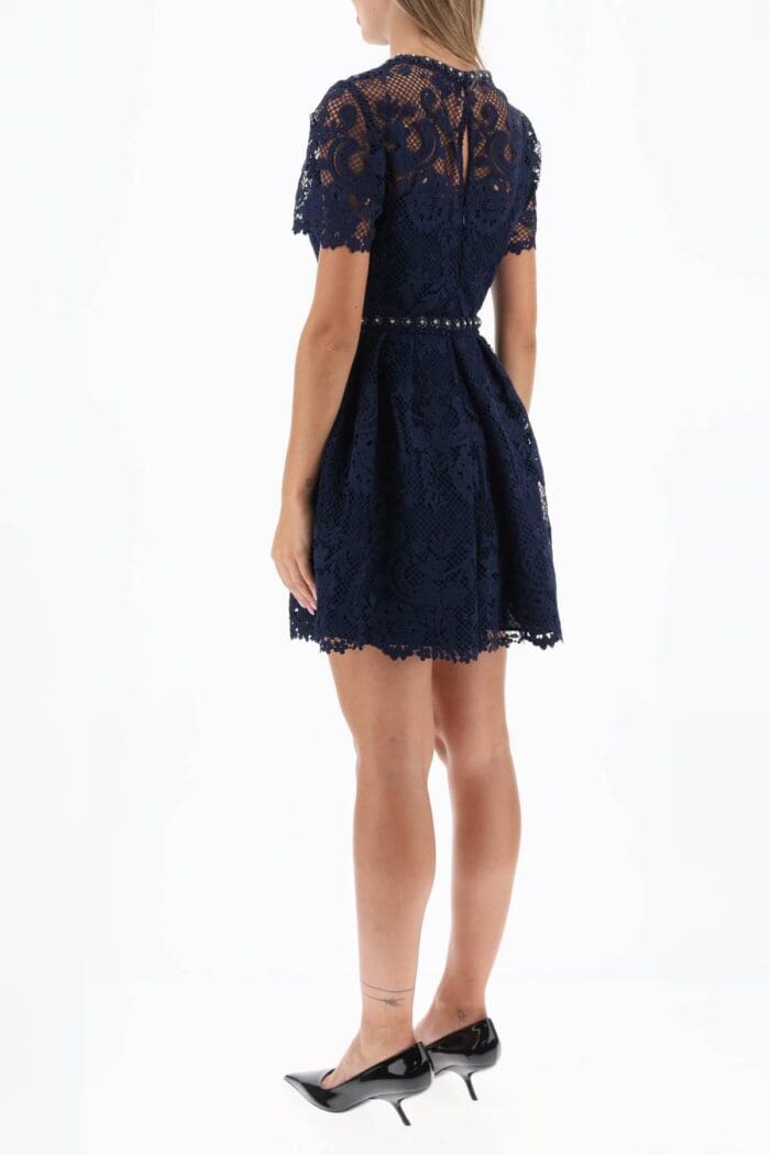Self Portrait Floral Lace Mini Dress With Appliques Self Portrait Floral Lace Mini Dress With Appliques
