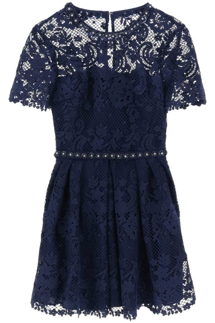 Self Portrait Floral Lace Mini Dress With Appliques Self Portrait Floral Lace Mini Dress With Appliques