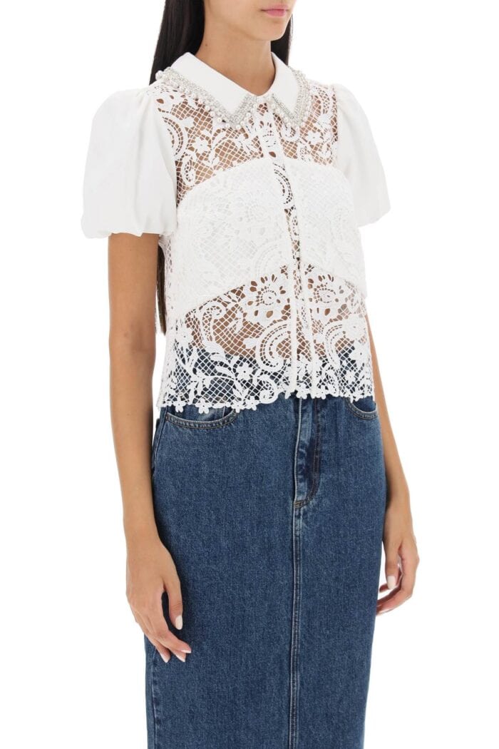 Self Portrait Floral-lace Top With Appliques