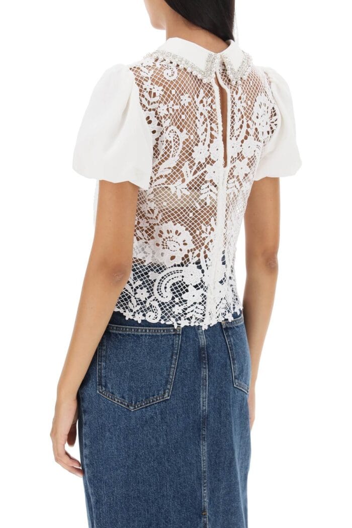 Self Portrait Floral-lace Top With Appliques