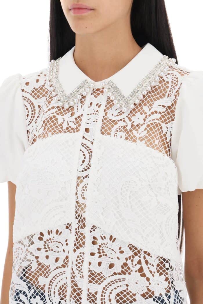 Self Portrait Floral-lace Top With Appliques