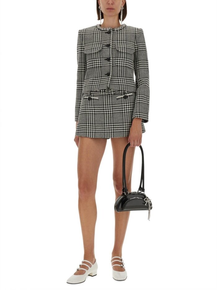 SELF-PORTRAIT HOUNDSTOOTH JACKET WITH CRYSTALS