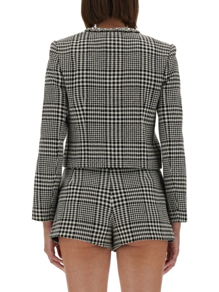 SELF-PORTRAIT HOUNDSTOOTH JACKET WITH CRYSTALS