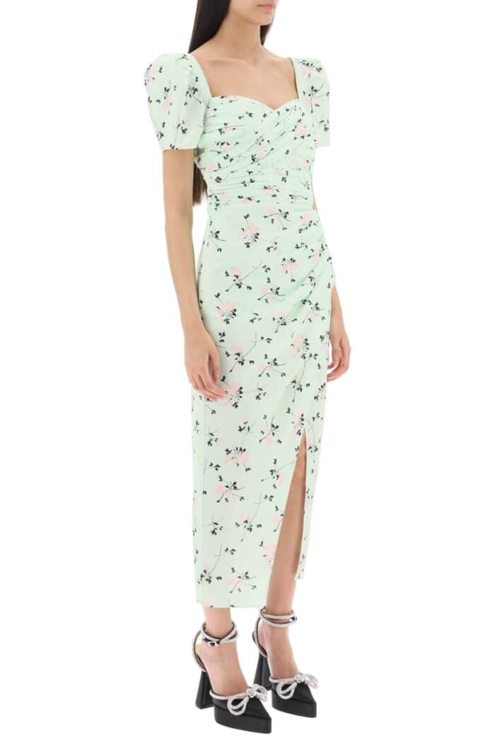 Self Portrait 'iris' Short-sleeved Midi Dress With Floral Pattern