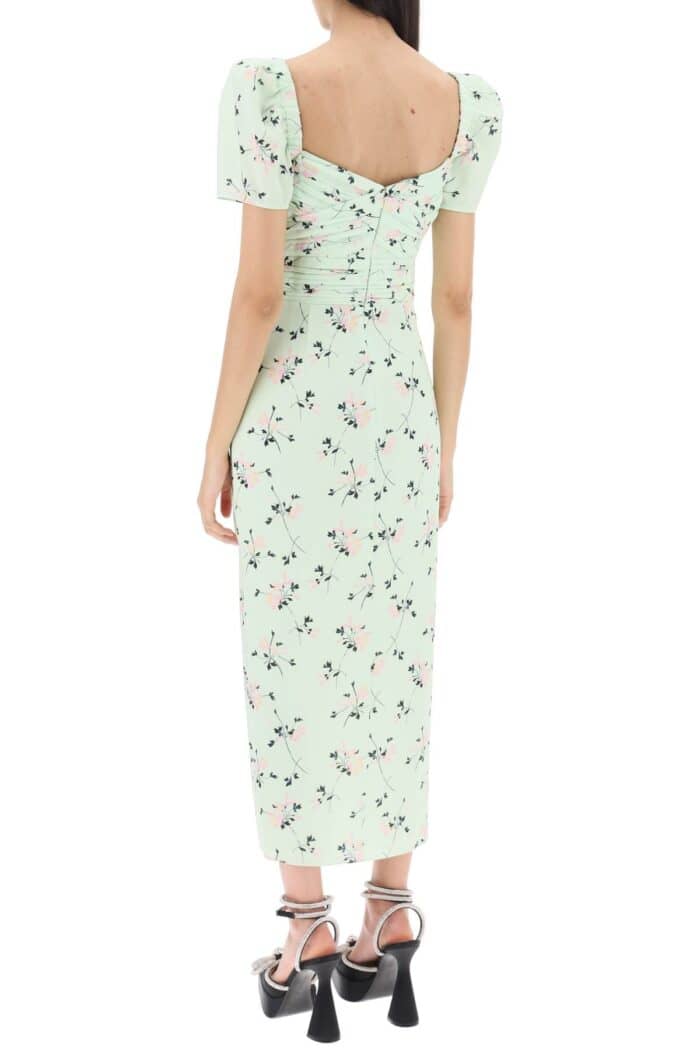 Self Portrait 'iris' Short-sleeved Midi Dress With Floral Pattern