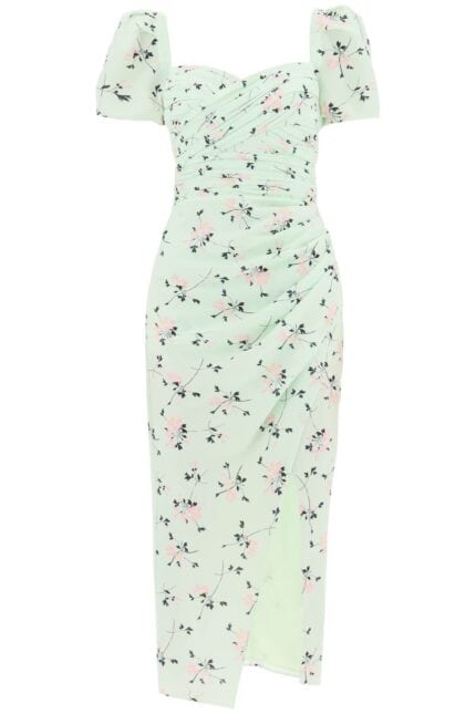 Self Portrait 'iris' Short-sleeved Midi Dress With Floral Pattern