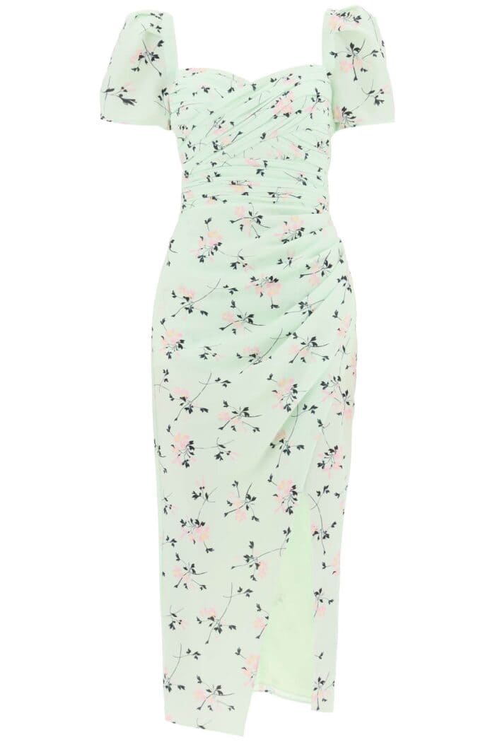 Self Portrait 'iris' Short-sleeved Midi Dress With Floral Pattern