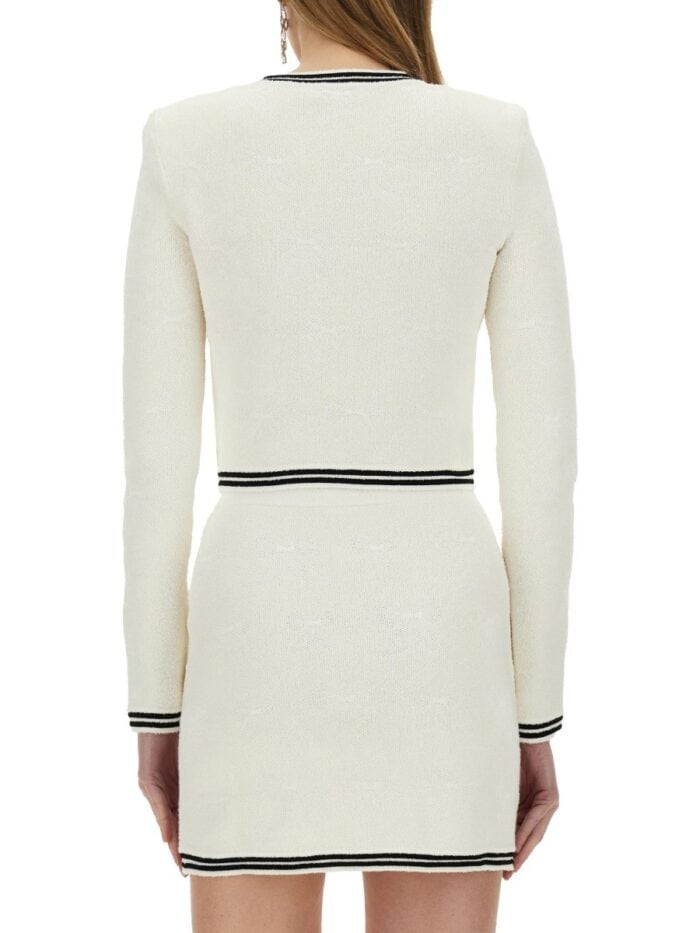 SELF-PORTRAIT JACQUARD CARDIGAN WITH BOW