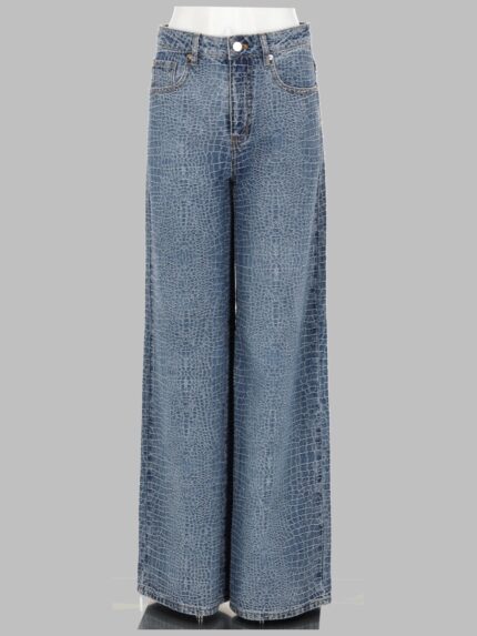 SELF-PORTRAIT JEANS CON STRASS EFFETTO COCCODRILLO