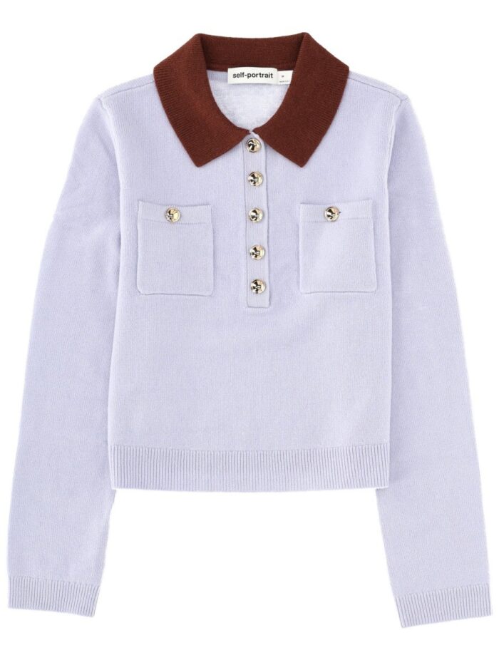 self portrait jersey with contrasting collar SELF-PORTRAIT JERSEY WITH CONTRASTING COLLAR