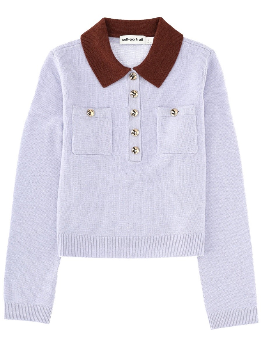 SELF-PORTRAIT JERSEY WITH CONTRASTING COLLAR