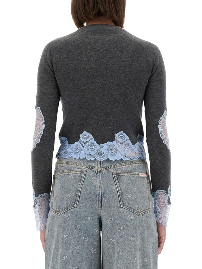 SELF-PORTRAIT JERSEY WITH LACE INSERTS