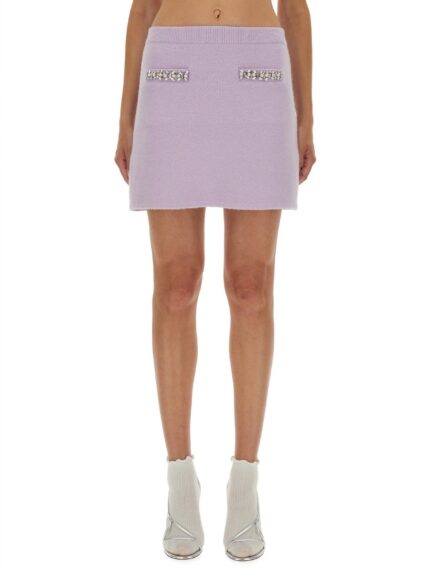 SELF-PORTRAIT KNIT SKIRT WITH CRYSTALS