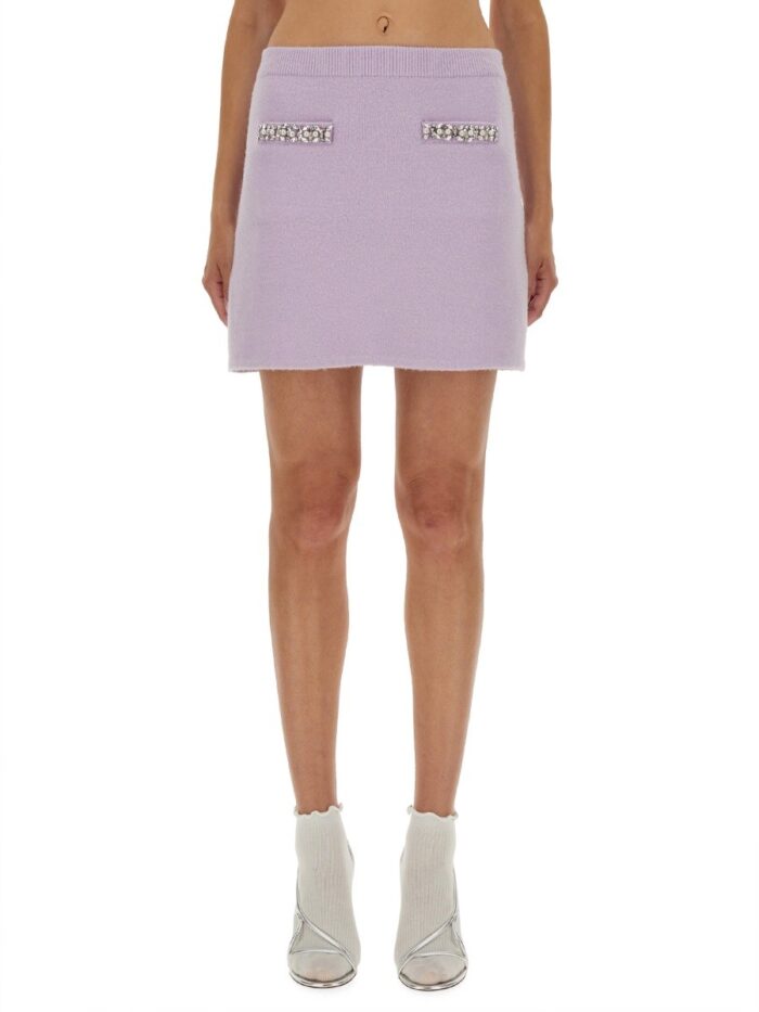 SELF-PORTRAIT KNIT SKIRT WITH CRYSTALS