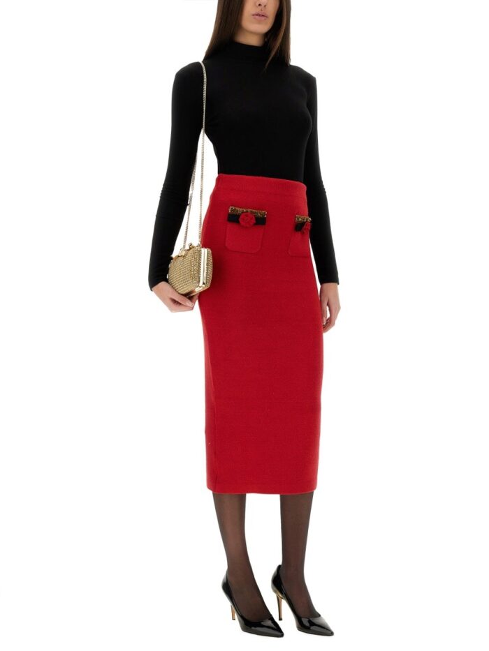 SELF-PORTRAIT KNITTED MIDI SKIRT